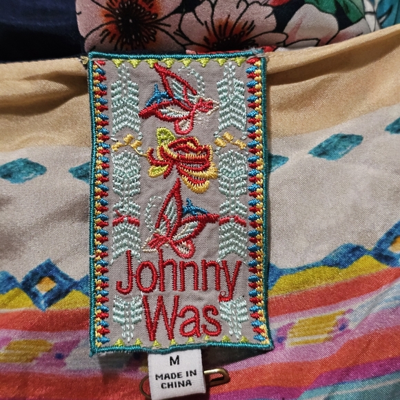 Johnny Was Silk Boho Maxi Dress Buttondown Sleeveless Multi Print Rare Medium - Picture 9 of 17